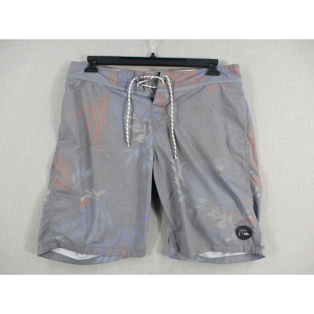 Quiksilver Mens Board Shorts Grey Floral Tropical Swim Trunks Size 34‎